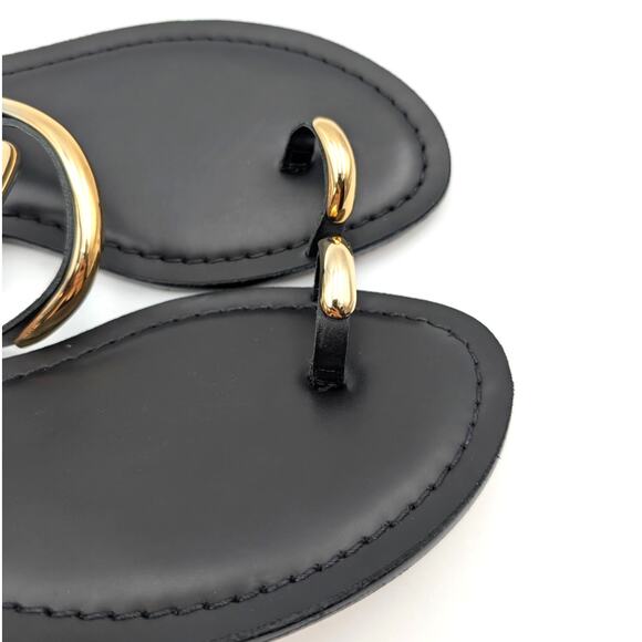 Dolce Vita Wink Toe-Ring Slide Flat Sandals Saddle Leather Black Size US9 EU40 - Picture 11 of 12